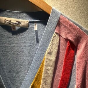 Diane Von Furstenberg Cardigan Rainbow Striped Womens XS
